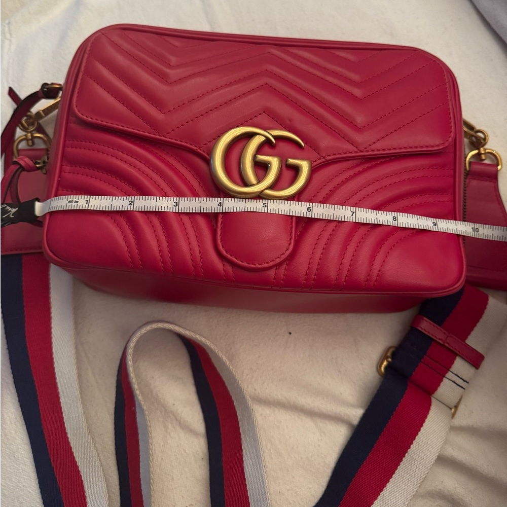Gucci Red Crossbody Bag with Chevron Quilting - Picture 15 of 16